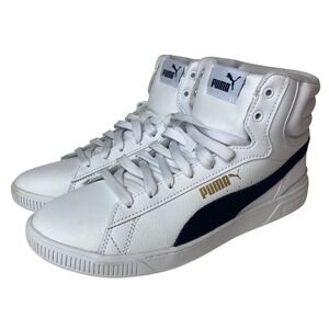 PUMA Rebound V6 High‎ Top Street Sneakers Women's Size 9 White Black Gold Shoes